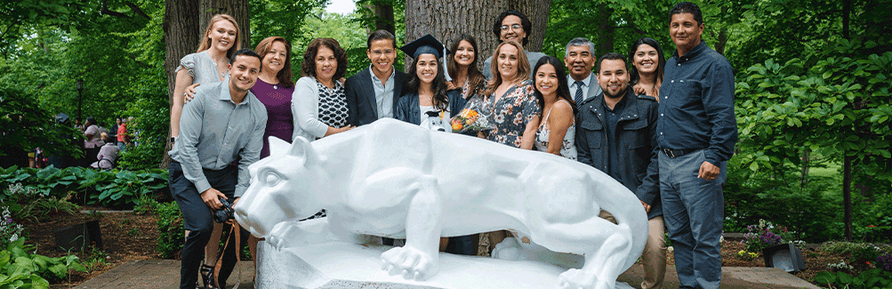large family at the Lion Shrine