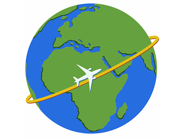 plane circling globe
