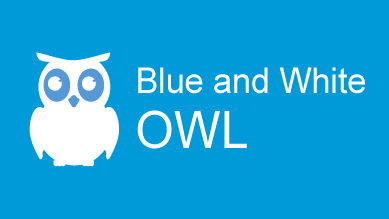 blue and white owl