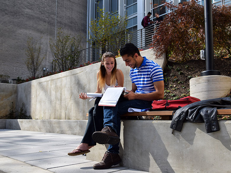 two students on campus