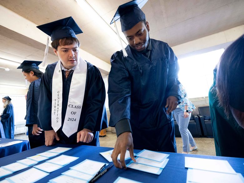 two students at Penn State Abington (near Philadelphia) commencement 