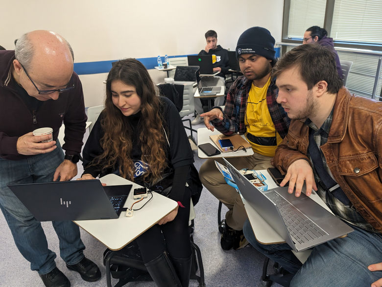 students working on laptops