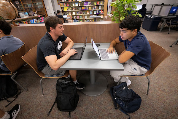 Two students during summer classes at Penn State Abington