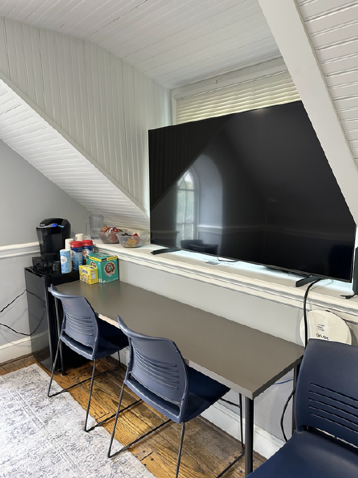 Table facing a tv