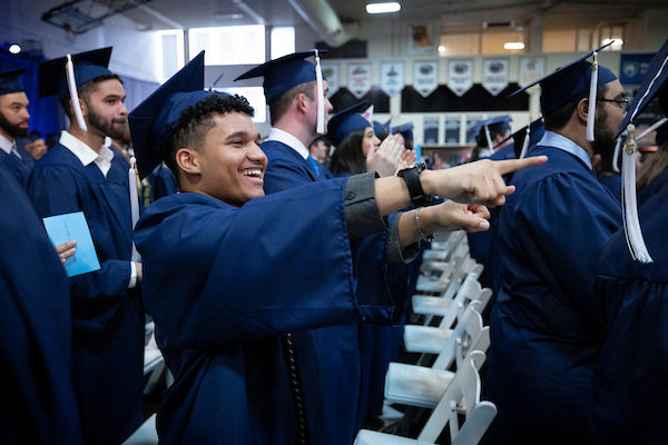 student at commencment ceremony 