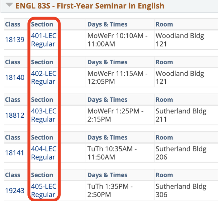 AIMSS section number highlight
