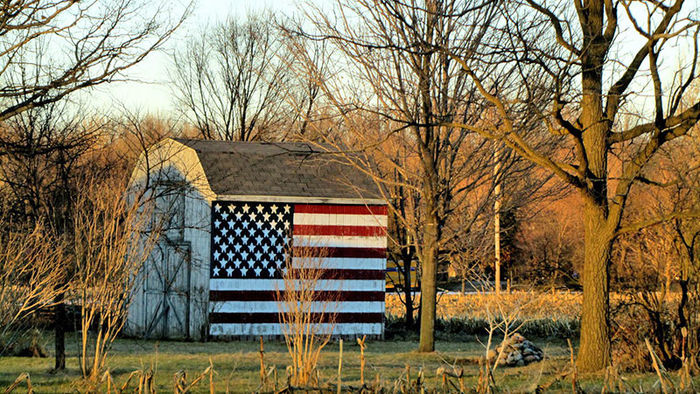 American flag on a shed