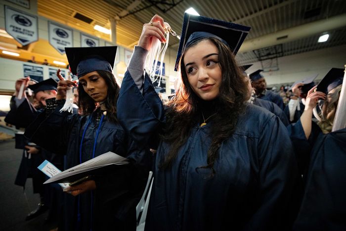 Student moving tassel at commencement 