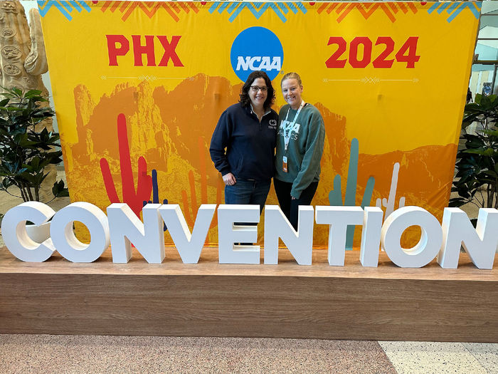 Penn State Abington athletic director Erin Foley and student athlete Taylor LaPage at the NCAA convention in Phoenix