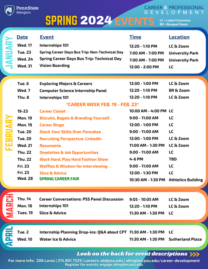 CPD Spring 2024 Events Schedule Flyer