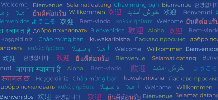 Banner of multiple languages