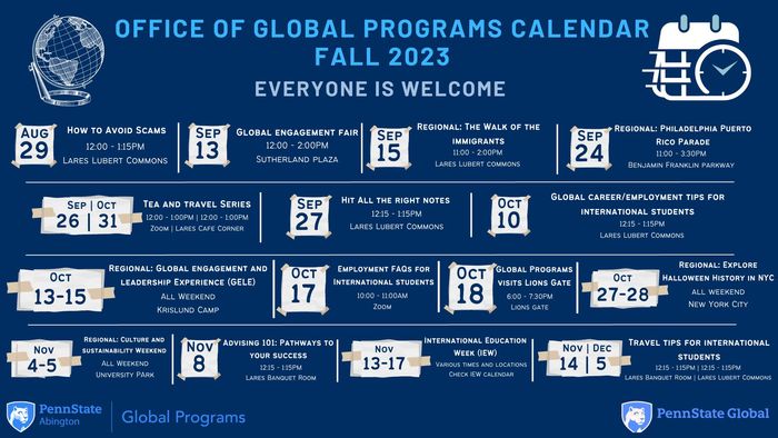 Global Programs Fall 2023 Event Calendar 