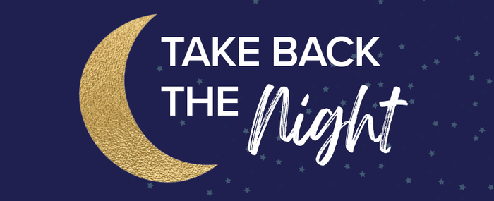 Take Back the Night graphic crescent moon and stars 