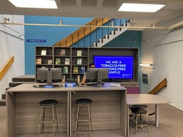 Technology Support Center desk in the Woodland Library