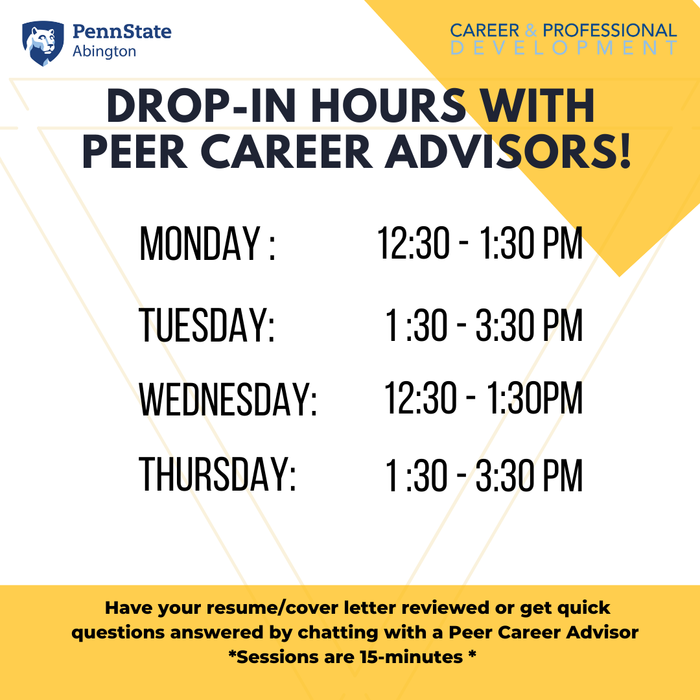 Drop-in Hours with Peer Career Advisor