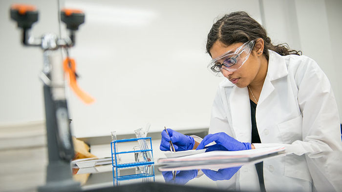 stem student in lab at Penn State Abington (near Philadelphia)