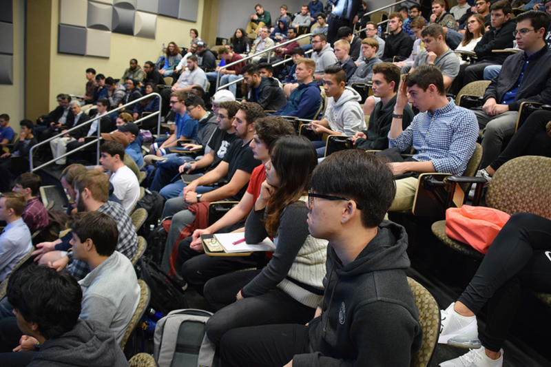 crowded room of students