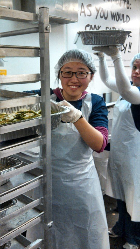 Abington student holds a tray