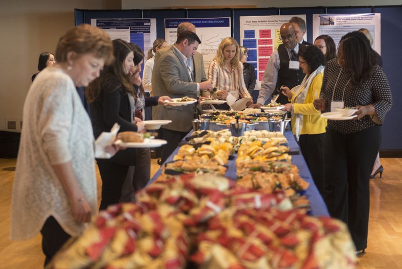 Conference attendees at lunch