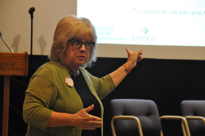 Dr. Patricia Greene addresses a group of faculty