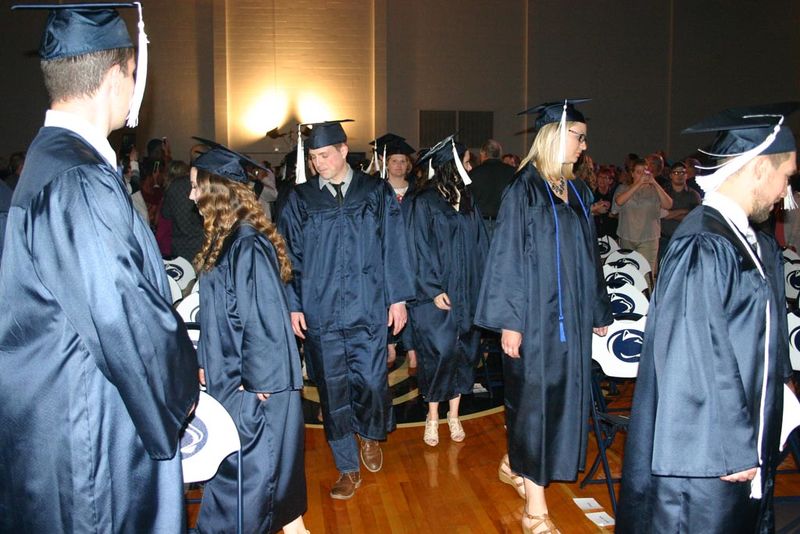Graduates process to their seats at the start of Commencement 2016.