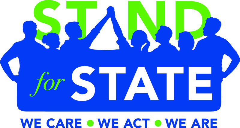 The Stand for State logo in blue and green 
