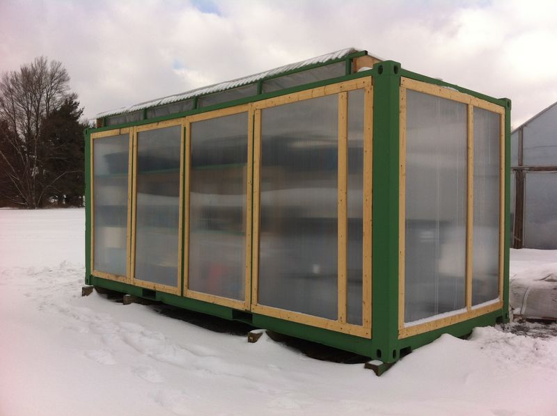 hydroponics garden created from a shipping container