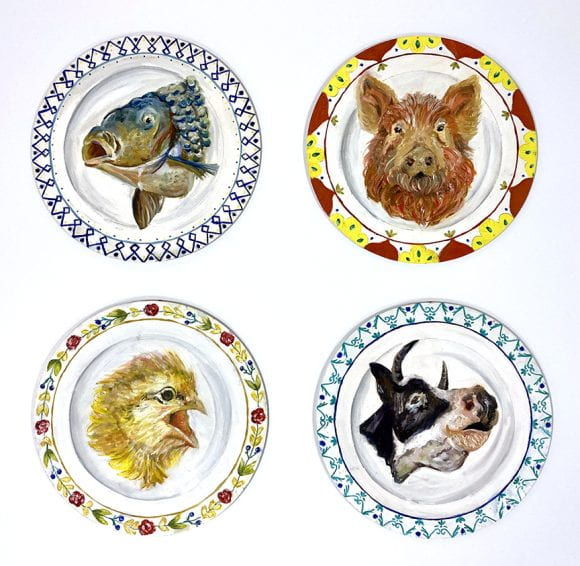 Oil on canvas, 4 panels, 10" diameter each