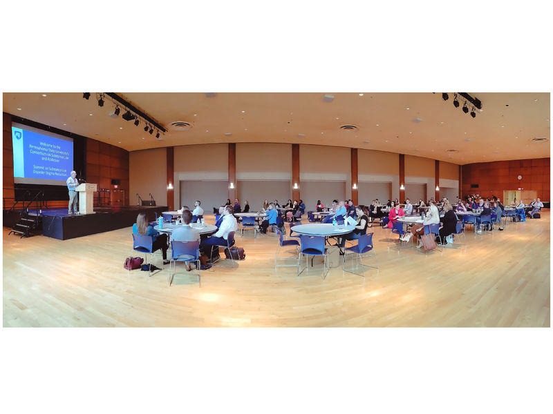 Panoramic view of the 2022 CSUA Substance Use Disorder Stigma Reduction Summit attendees.