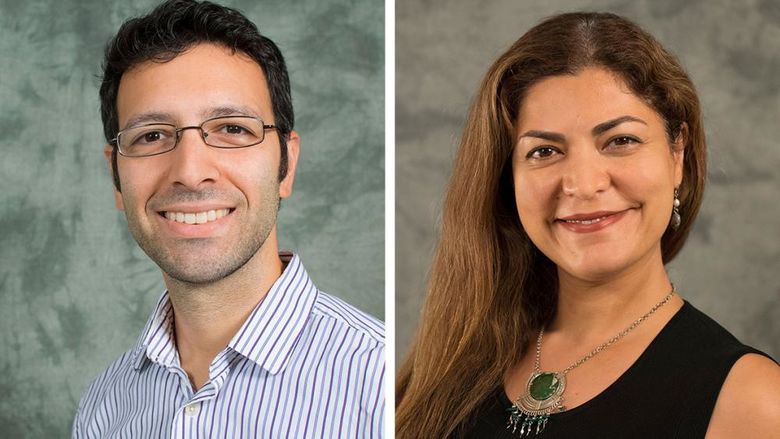 Headshot images of Penn State Abington faculty members Matthew Fury and Faranak Pahlevani