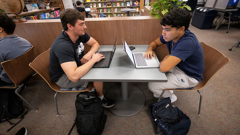 Two students during summer classes at Penn State Abington