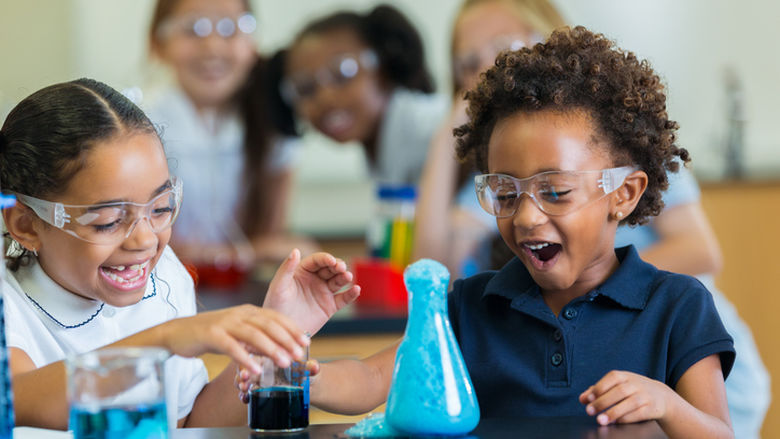 Kids doing science experiment