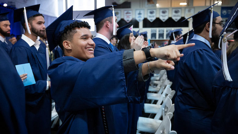 student at commencment ceremony 