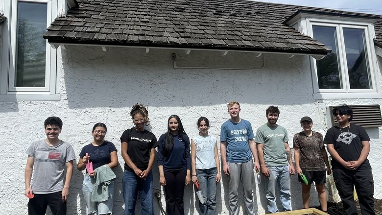 Students pose for a group photo