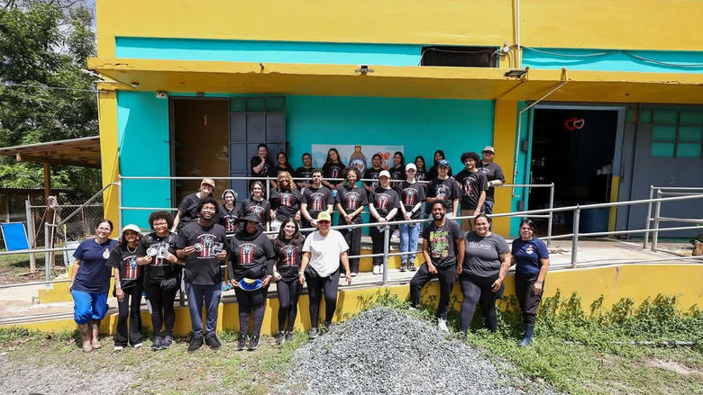 Students pose for a group photo
