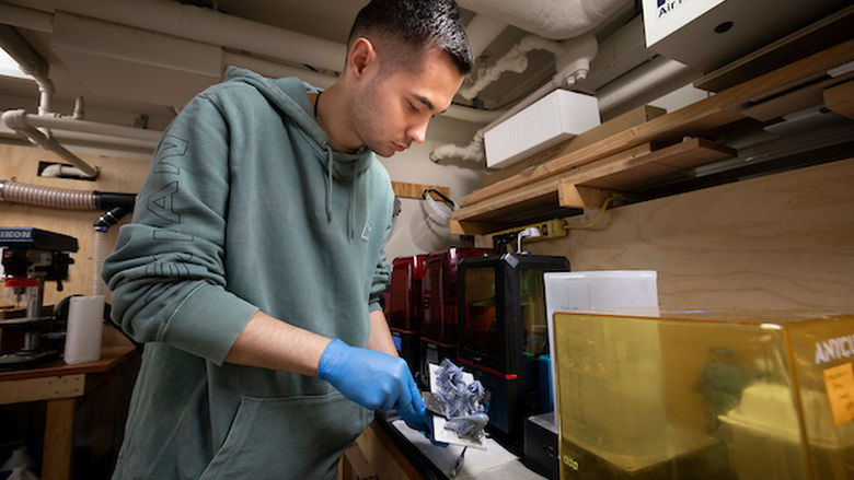 Student in the maker space