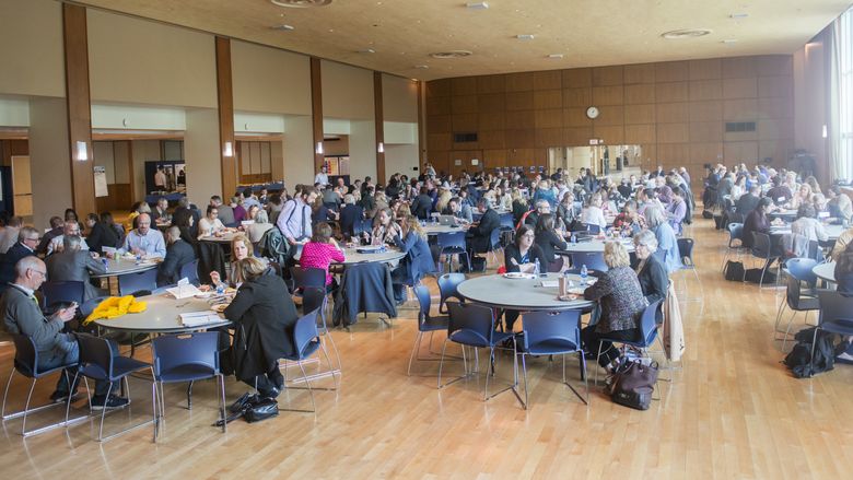 Conference attendees at breakfast