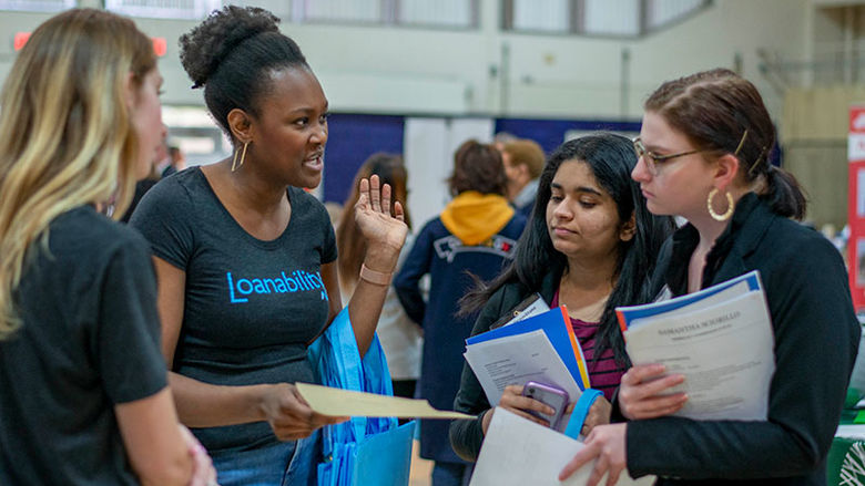 Two students at the career expo