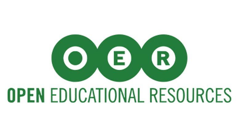 three adjacent green circles, each with one white letter inside, O, E, R, with the words "open educational resources" below