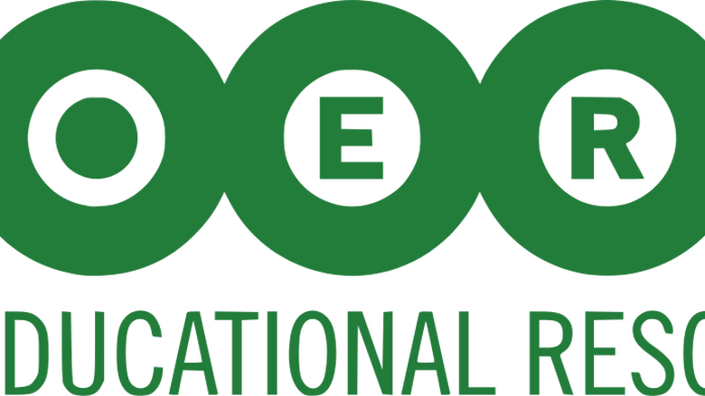 three adjacent green circles, each with one white letter inside, O, E, R, with the words "open educational resources" below