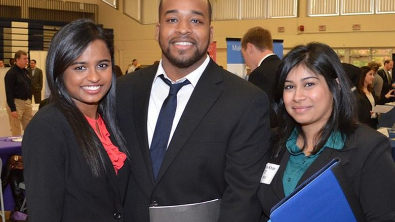 Students at career event