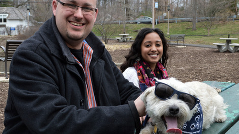 Teacher, student and dog