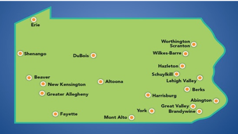 map of Penn State Commonwealth Campuses