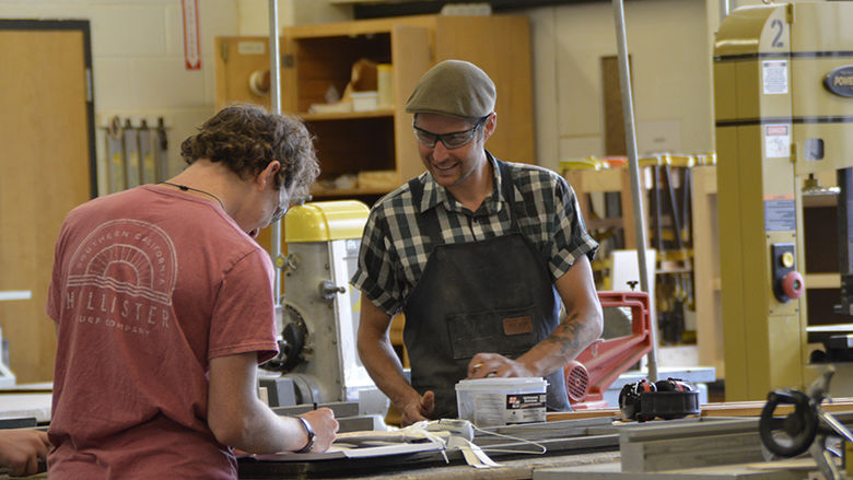 Mark Risso, SoVA Shop Technician Guides Student  