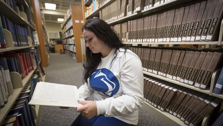 Student in library