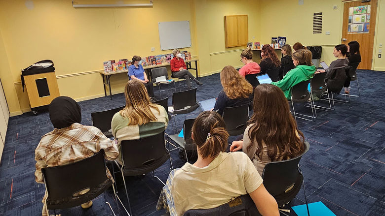 Abington Township children's librarians talk to Penn State Abington students