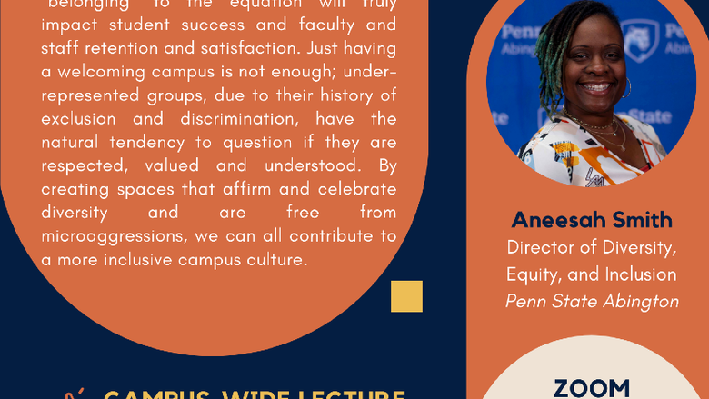 A flyer containing information on a lecture by Aneesah Smith. Information can be found in this posting.