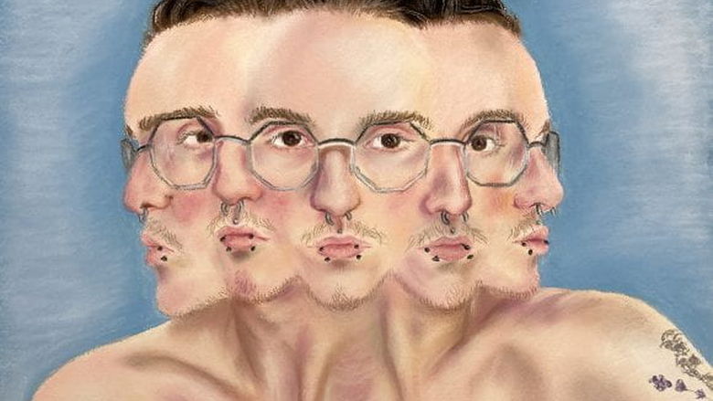 surreal multi-faced portrait drawing