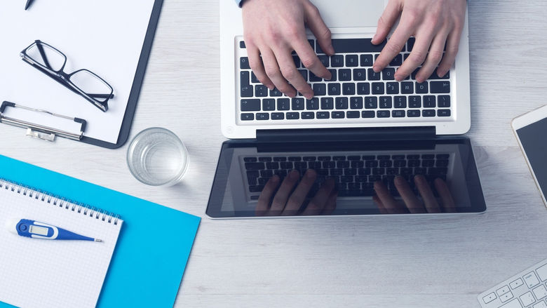 Doctor typing