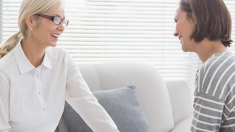 two women talking